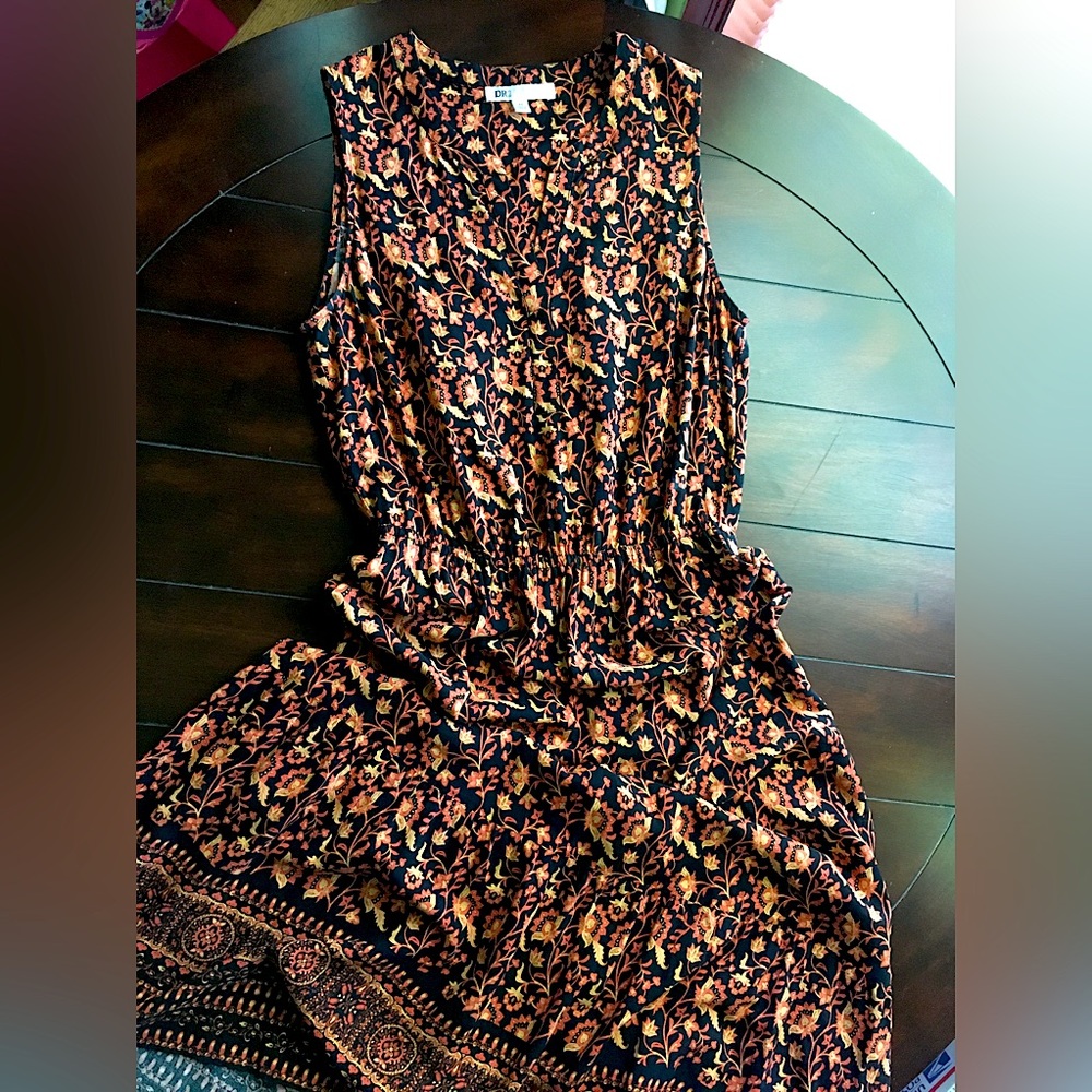 DR2 - Autumn Leaf Print Midi/Maxi Dress